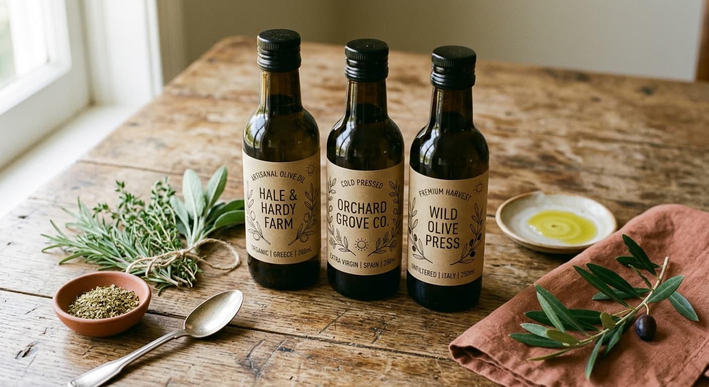 Oils — bottles on wood