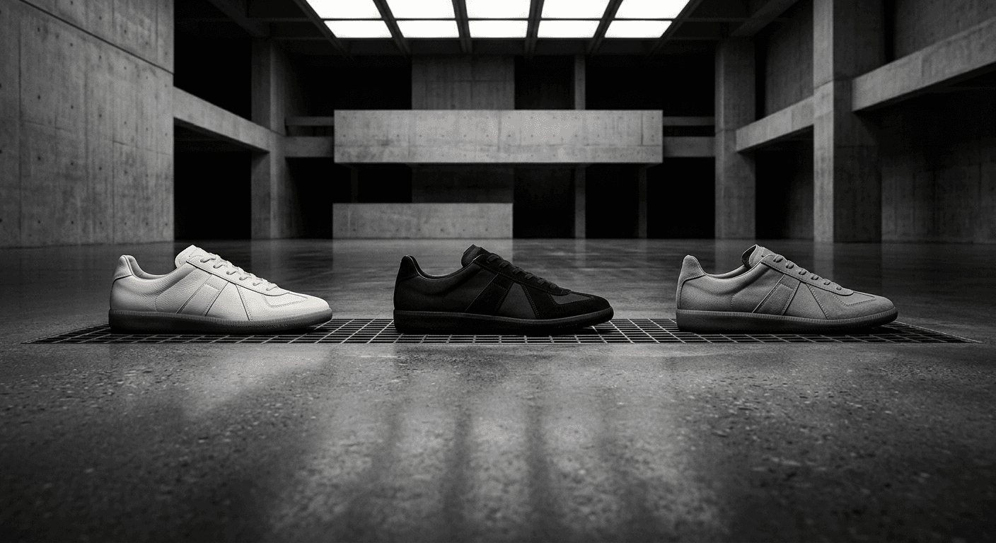 Lo — three sneakers in profile