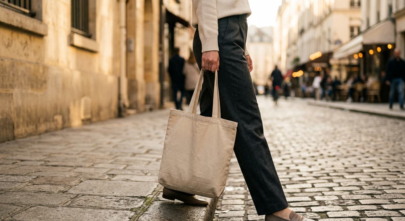 Atlas Canvas Tote held at the side