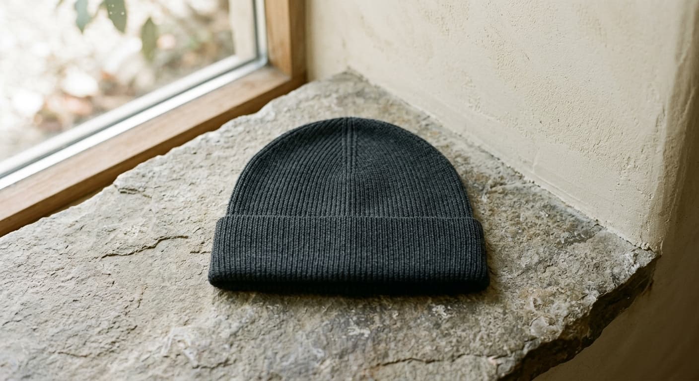 Ridge Merino Beanie in charcoal
