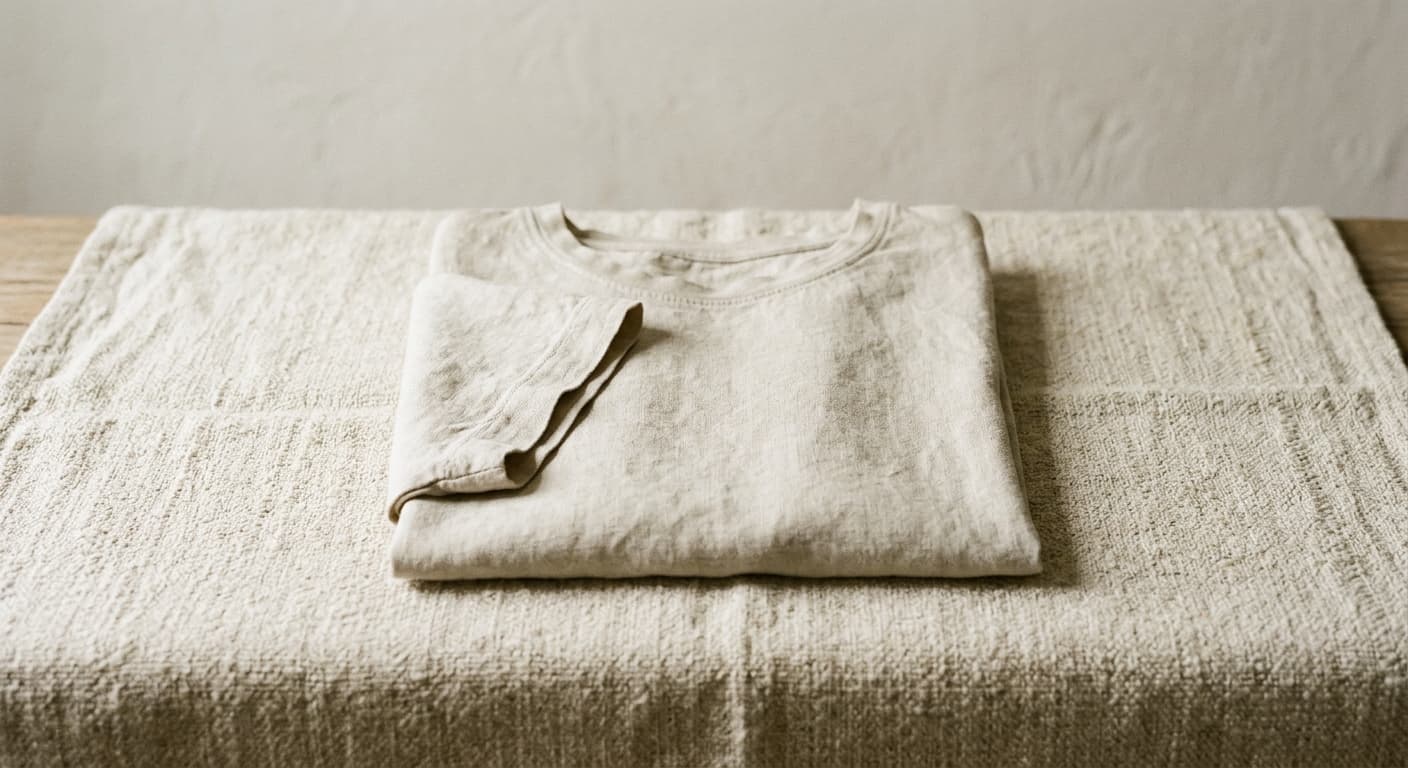 Selene Linen Tee folded flat