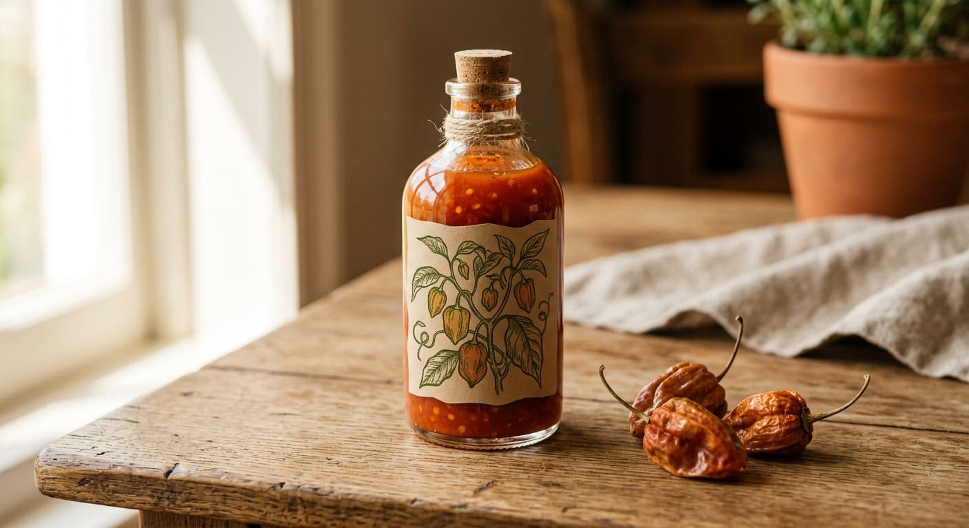 Smoked habanero hot sauce bottle